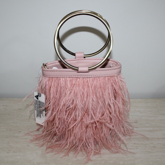 Anthropologie Handbags - Anthropologie Rose Pink Evelyn Feather Bucket Bag